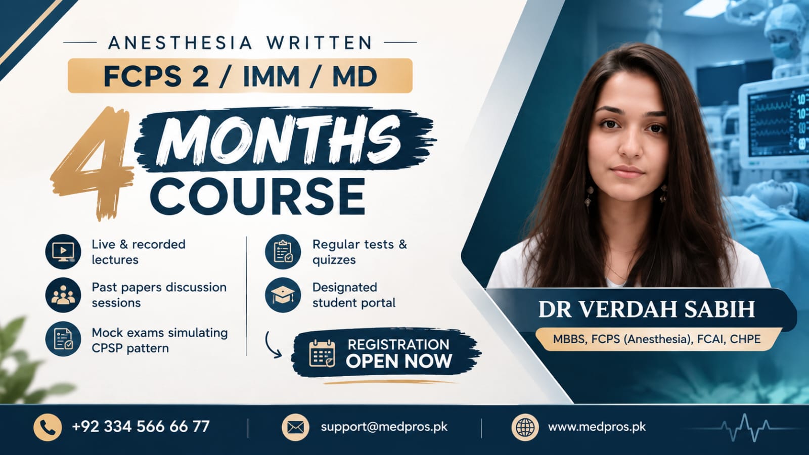 4th Anesthesia Written 4 Months Course – FCPS-II | IMM | MD